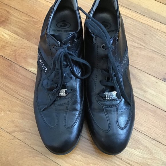 JANET SPORT BLACK LEATHER LACE UP SHOES. 38 - Picture 2 of 8